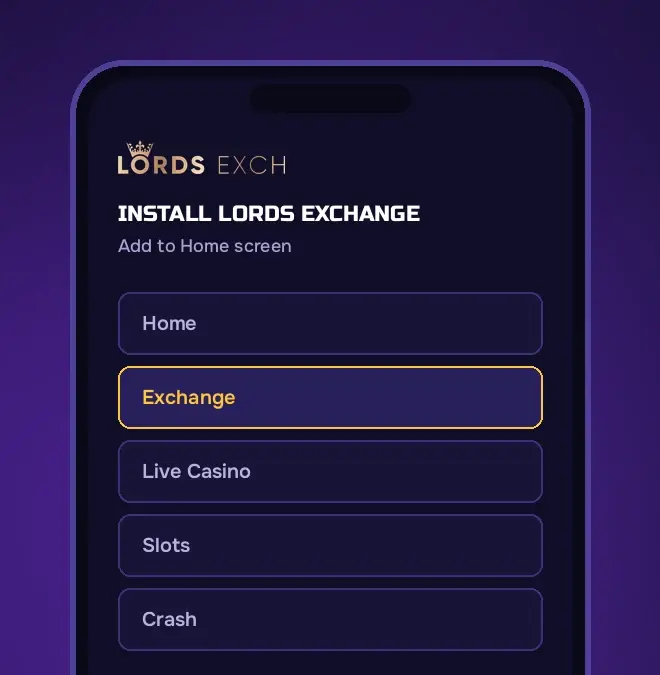 Lords Exchange app icon on an Android home screen next to the Exchange tab view