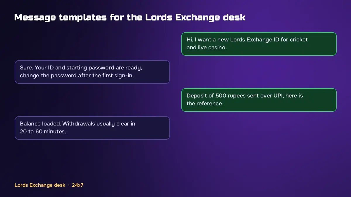 Lords Exchange support agents clearing new ID, deposit and withdrawal messages